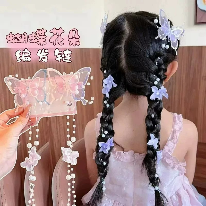 女童古风仙气蝴蝶花发夹图片