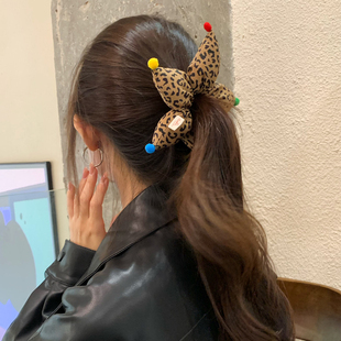 甜酷豹纹五角星发圈女创意立体彩球星星发绳头饰可爱时尚头绳发饰