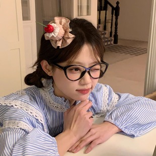 樱桃蛋糕~甜妹格纹小帽子发夹鸭嘴夹拍照氛围感装饰发卡夹子发饰