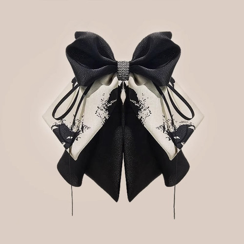 【墨染】水墨画蝴蝶结飘带抓夹女后脑勺古风半扎发盘发马尾夹发夹