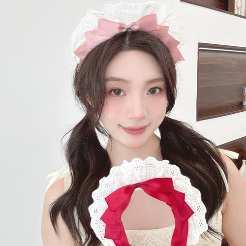 doll感Lolita发箍复古cos女仆黑白发饰可爱洛丽塔蝴蝶结kc头箍萌