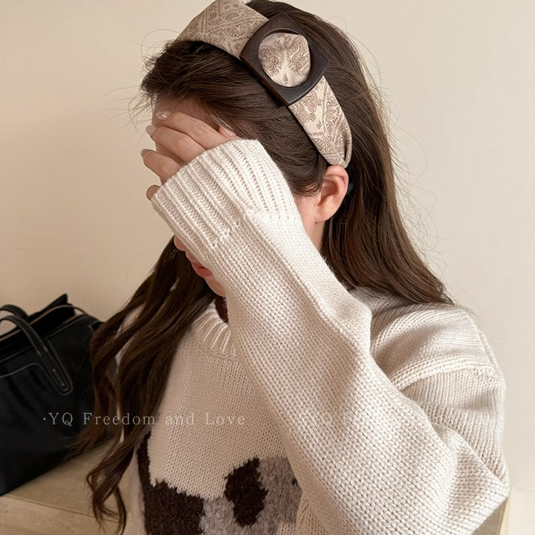 秋冬美拉德腰果花圆环宽边发箍女复古气质高颅顶头箍新款发饰头饰