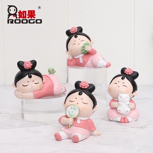 卡通古风格格公主树脂工艺品小摆件创意桌面可爱清朝宫女仕女摆件