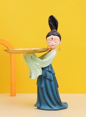 古风倾城赋只此青绿姑娘托盘收纳大摆件客厅阳台玄关装饰礼品