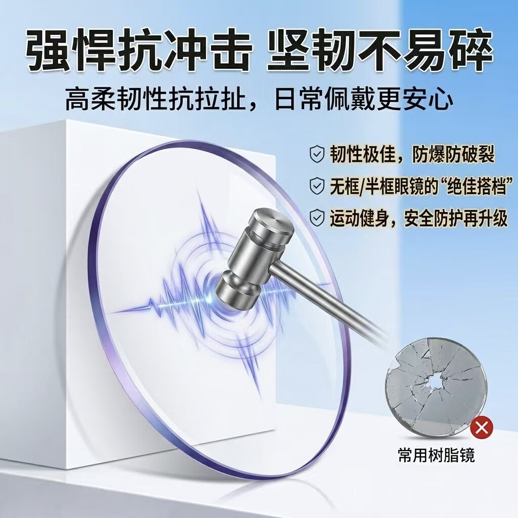 Mr-8材质白色加硬加膜定制近视耐磨高韧性光学镜高清防辐射防蓝光