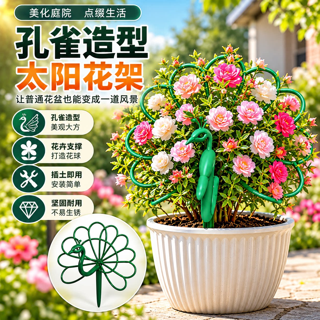 孔雀开屏造型太阳花室内爬藤架