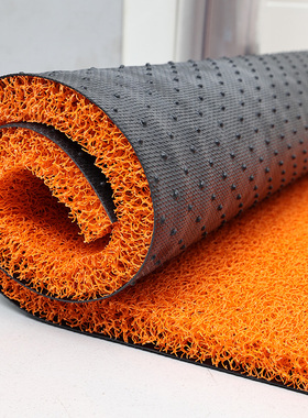 橙色地垫门口入户门自由裁剪丝圈脚垫蹭土耐磨加厚室外防滑门垫子