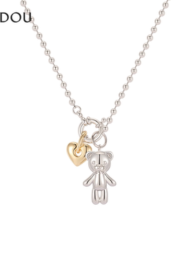 阿吉豆AJIDOU亲爱的小熊系列可爱女款项链锁骨链休闲时尚配饰饰品