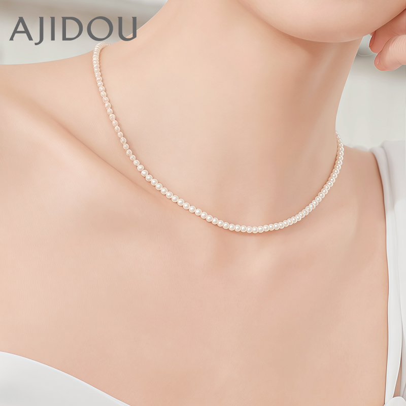 阿吉豆AJIDOU项链小众轻奢春夏女气质时尚优雅温婉珍珠锁骨链饰品