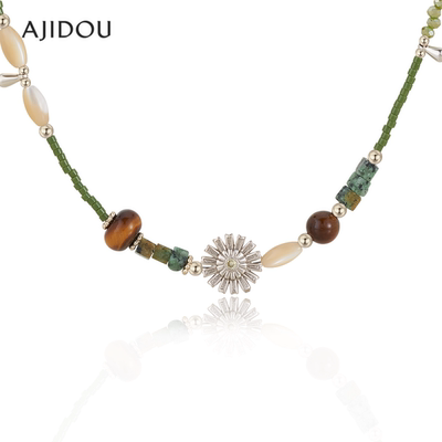 阿吉豆AJIDOU项链木变石贝壳吊坠
