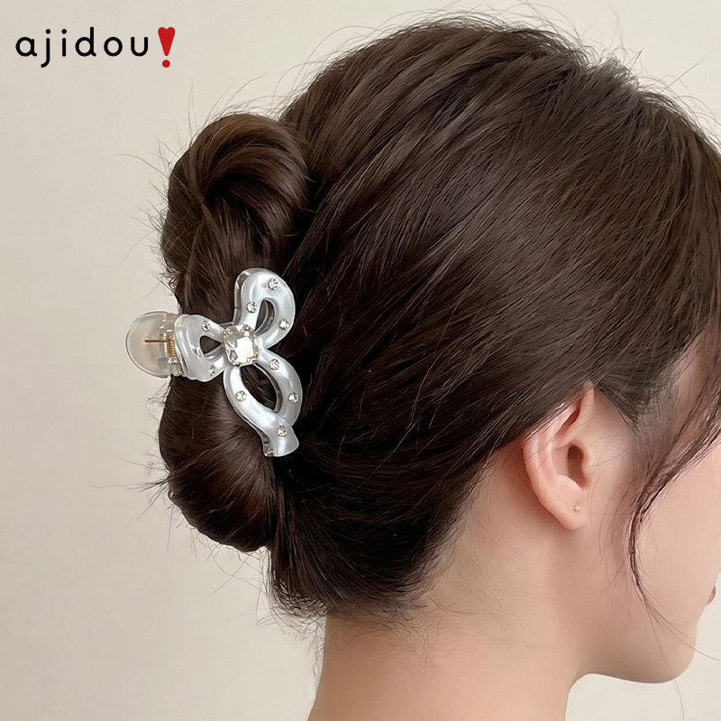 阿吉豆AJIDOU抓夹2026新款蝴蝶结鲨鱼夹女高级感后脑勺盘发夹子