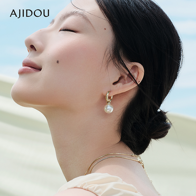 阿吉豆AJIDOU珍珠耳环2025新款爆款高级感优雅时尚温婉耳饰品