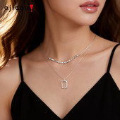 阿吉豆AJIDOU项链女款 碎银子双层锁骨链轻奢配饰小众高级感毛衣链