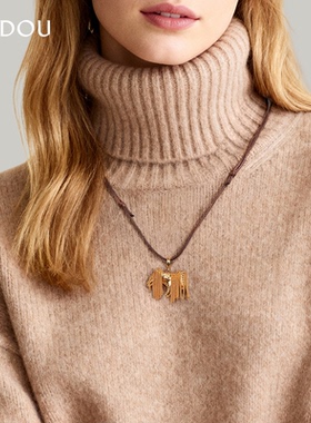 阿吉豆AJIDOU项链女款时尚流苏长精链马到成功精致吊坠潮流锁骨链