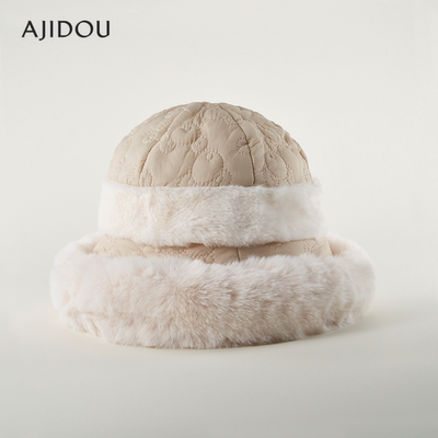 阿吉豆AJIDOU帽子保暖秋冬季女款渔夫帽线下专柜同款毛线帽防寒帽