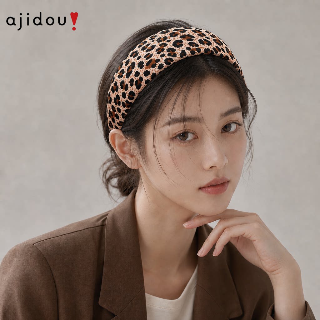阿吉豆AJIDOU豹纹发箍高级感头箍显脸小发箍女日常外戴高颅顶发饰