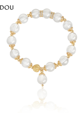 阿吉豆AJIDOU手饰女款透明白水晶手链轻奢高级感2025新款手串串珠