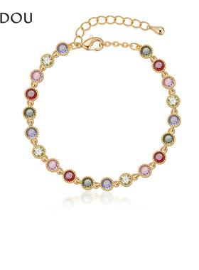 阿吉豆AJIDOU手饰女款多巴胺彩虹手链商场同款小众轻奢手串珠手环