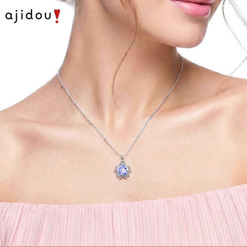 AJIDOU阿吉豆项链女紫色桃花吊坠