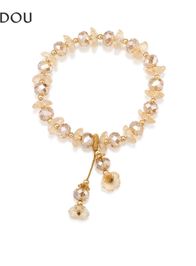 阿吉豆AJIDOU手链女款时尚水晶手串简约小众轻奢黄色串珠轻奢手饰