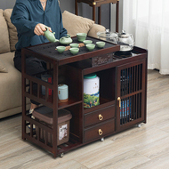 Bàn trà gia đình di động bàn trà phòng khách bàn cà phê nhỏ bàn gỗ nguyên khối ấm đun nước pha trà và uống trà bàn tích hợp tủ bên trà bàn trà gỗ nguyên khối