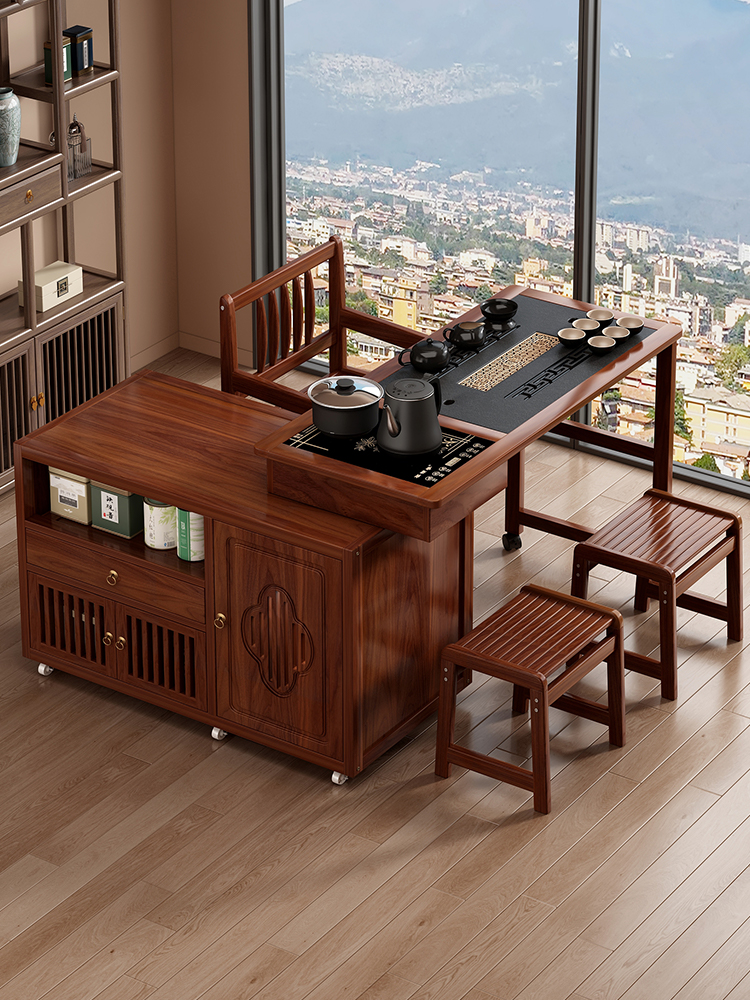 可旋转茶桌小型茶车柜客厅新中式移动喝茶台阳台家用沙发组合茶几