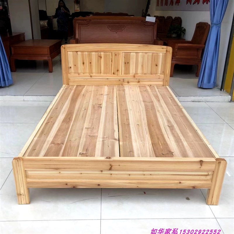 全实木床杉木f床纯实木出租房床原木出租屋工地1米1.2M1.5米宿舍
