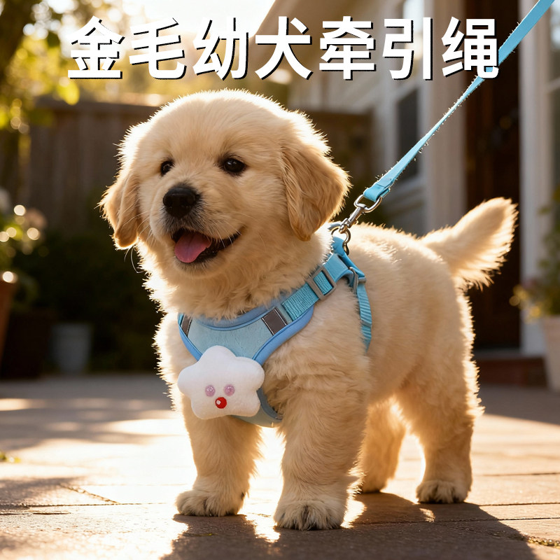 金毛幼犬牵引绳小狗专用背心式大型犬遛狗外出训练宠物胸背2斤