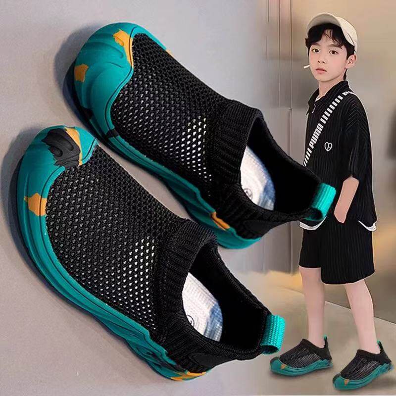 儿童运动凉鞋2026夏季新款男童速干沙滩鞋中大童一脚蹬包头溯溪鞋