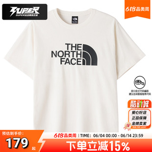 TheNorthFace北面短袖经典黑标白T男女同款圆领透气上衣运动T恤衫