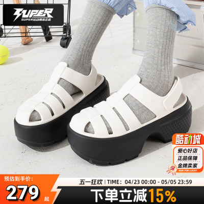 卡骆驰女款罗马凉鞋渔夫鞋夏季新款雪屋厚底包头凉鞋休闲鞋