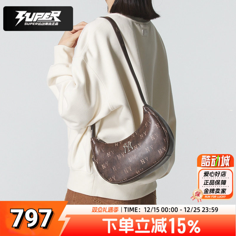 MLB官方NY单肩包男女包2025秋季新款斜挎包手拎包运动包3ABQMV65N