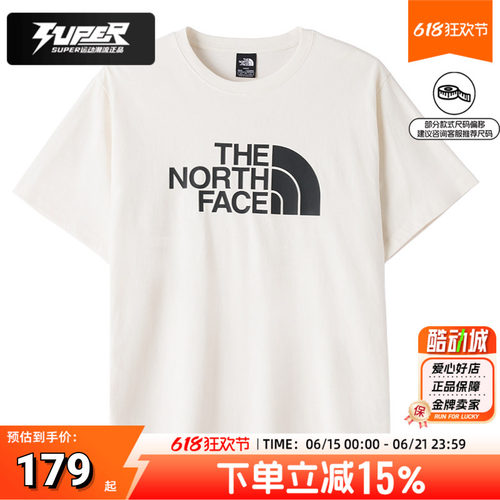 TheNorthFace北面短袖经典黑标白T男女同款圆领透气上衣运动T恤衫