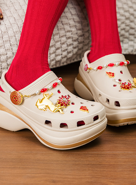 卡骆驰正品洞洞鞋女2026新年款复古赤金跃马ClogBAE厚底拖鞋凉鞋