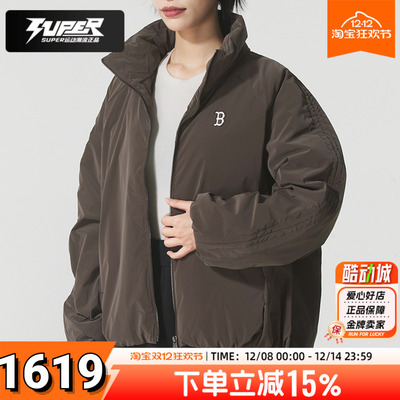 MLB 2025冬季新款官方正品咖啡色羽绒服时尚保暖女上衣夹克面包服