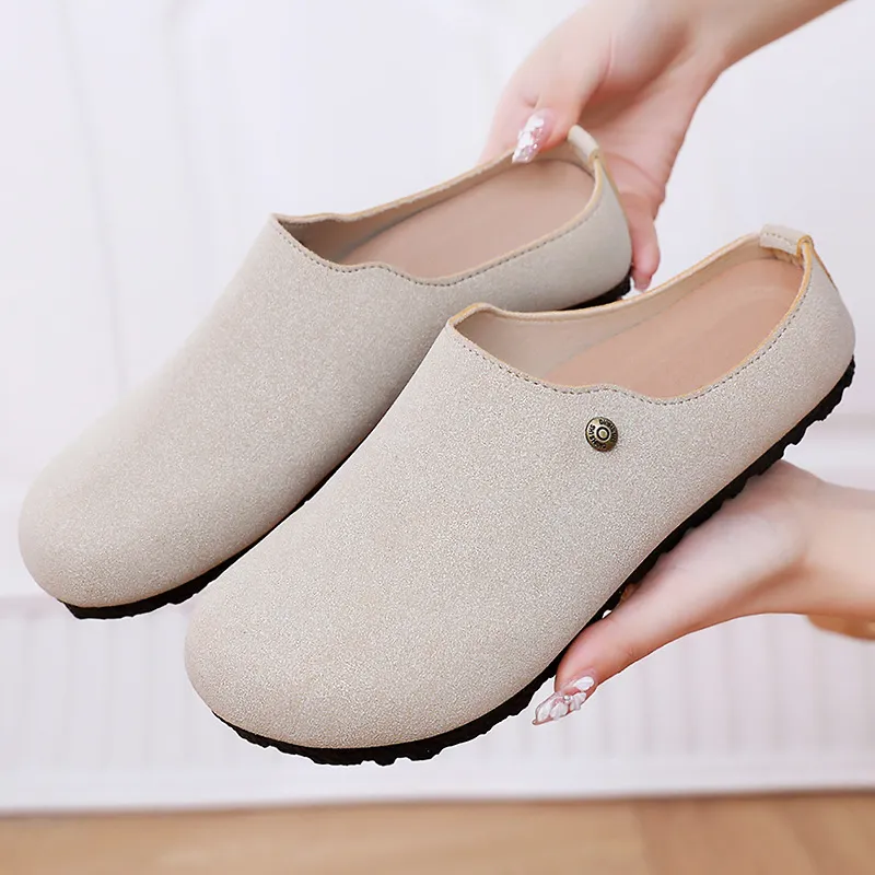夏季新款舒适休闲鞋厚底包头半拖鞋外穿软底勃肯鞋一脚蹬单鞋女,女鞋,时尚芭蕾鞋,淘宝优惠券,粉丝福利购,淘宝优惠卷