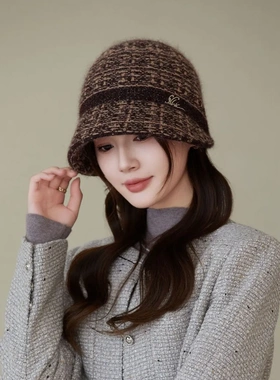 秋冬季新款女帽子毛绒韩版针织