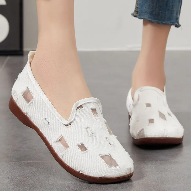 鞋子女春夏透气百搭单鞋一脚蹬懒人鞋浅口平底洞洞鞋休闲凉鞋,女鞋,时尚芭蕾鞋,淘宝优惠券,粉丝福利购,淘宝优惠卷