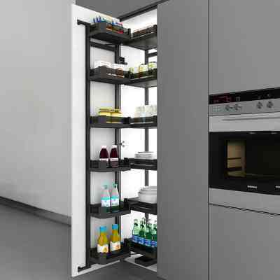 厨房橱柜开门大怪物高柜厨房柜内置物架零食柜储藏收纳转角拉篮