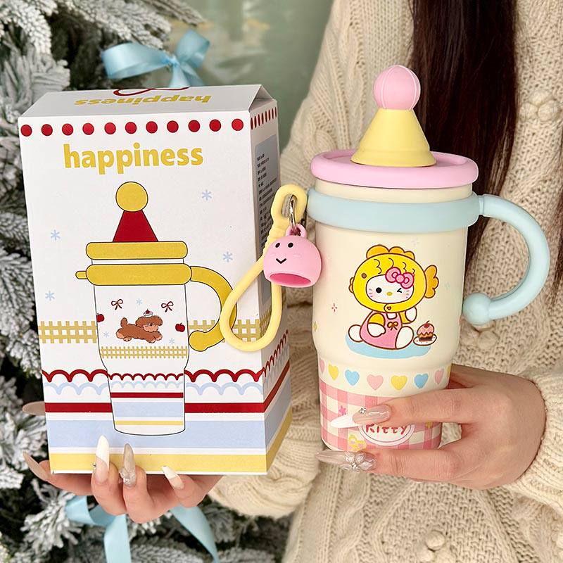 2026新款kitty大容量冰霸保温杯女生高颜值吸管水杯圣诞生日礼物