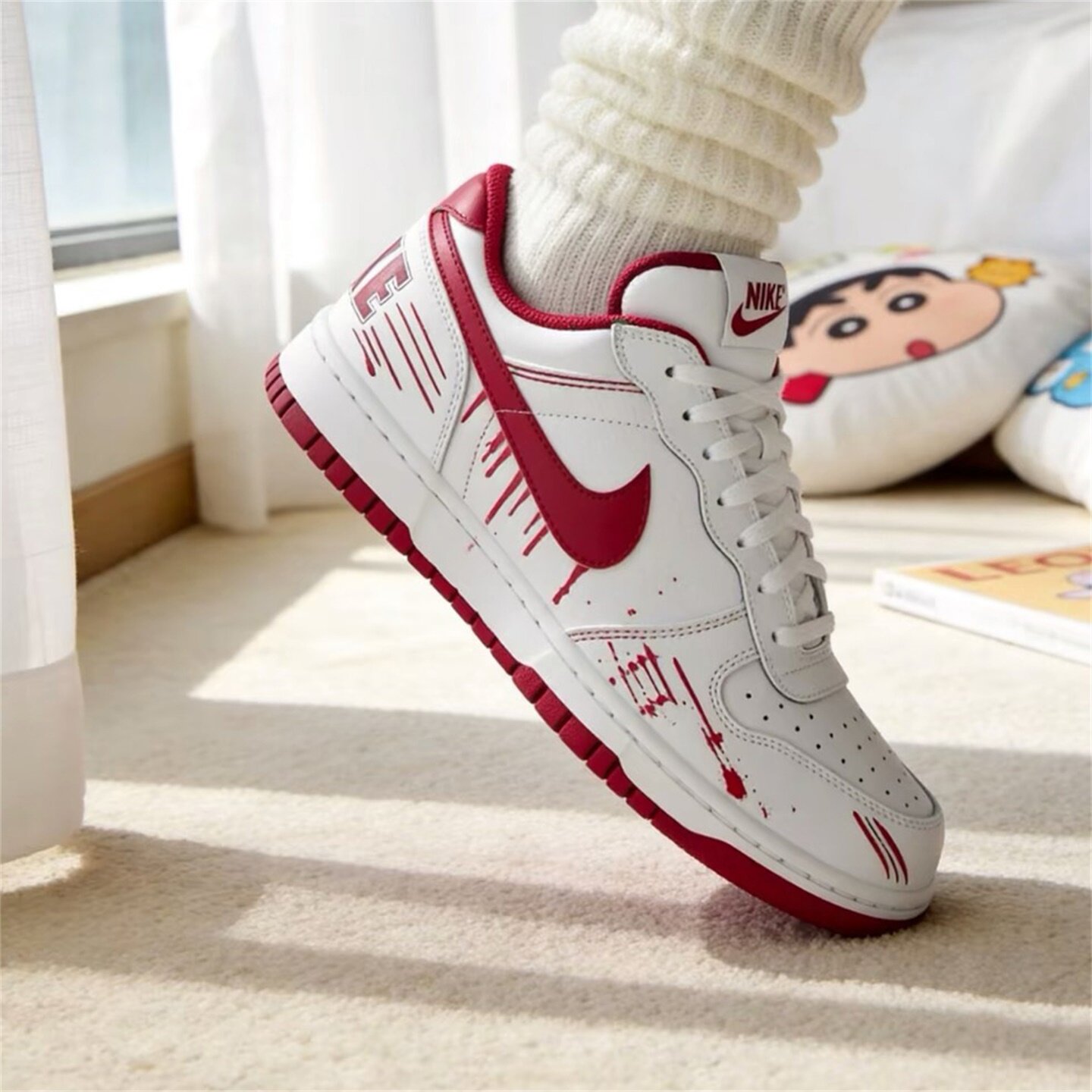 【球鞋定制】耐克男款鞋子 BIG NIKE LOW 赤痕 涂鸦百搭潮流板鞋