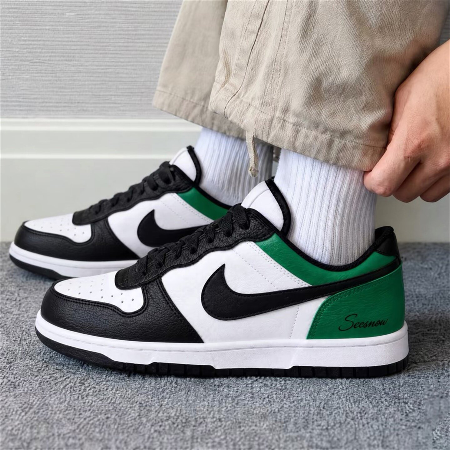 【球鞋定制】耐克 BIG NIKE LOW 绿脚趾 男款低帮潮流休闲板鞋
