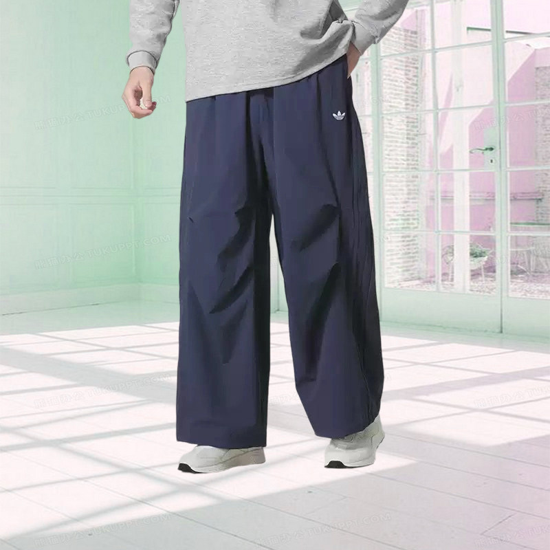 阿迪达斯三叶草男款裤子2025冬季新款舒适宽松运动休闲长裤IA7504