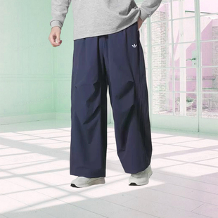 阿迪达斯三叶草男款裤子2025冬季新款舒适宽松运动休闲长裤IA7504