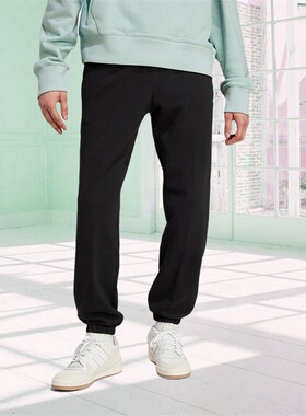 阿迪达斯三叶草男款裤子2024冬季新款针织运动休闲束脚长裤IY2245