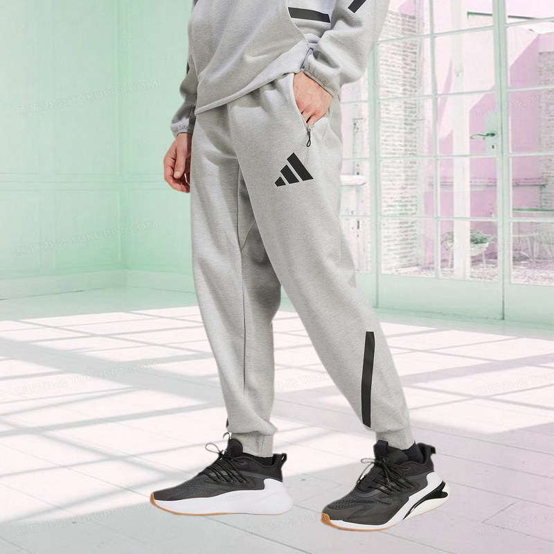 adidas阿迪达斯男款裤子2024冬季新款舒适宽松运动束脚长裤JF2446 - 实物图