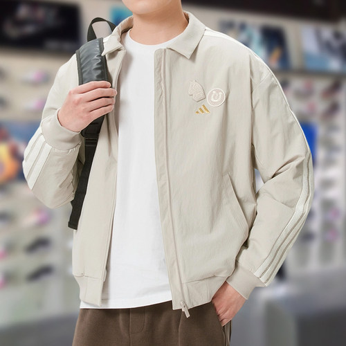 Adidas阿迪达斯男子外套2026春季新款马年限定梭织宽松夹克KE4058