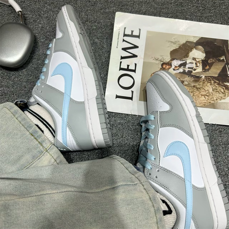 【球鞋定制】耐克Nike DUNK 简约灰蓝 男女百搭潮流休闲低帮板鞋