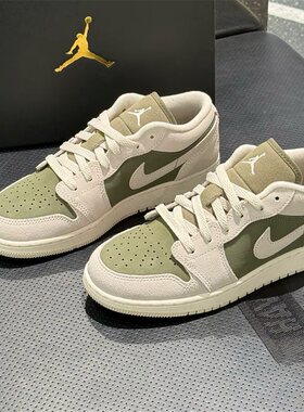 Nike耐克大童男女鞋2025冬季新款AJ JORDAN 1低帮板鞋HV4396-201