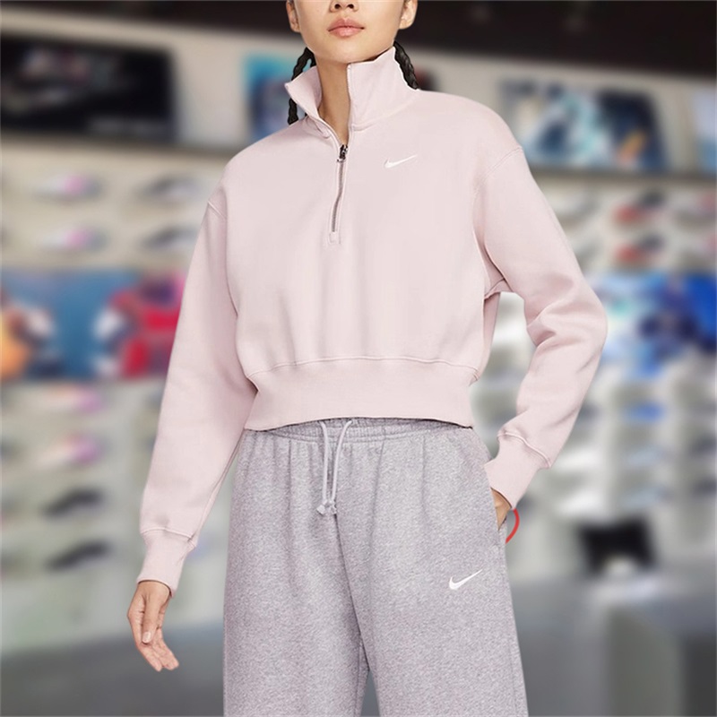 Nike耐克女卫衣2025冬季新款舒适百搭半拉链短款套头衫DQ5768-667